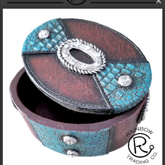 BLUE W/TURQUOISE RING BOX S - Picture 1 of 4